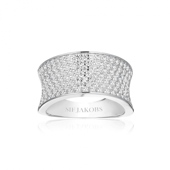 Feline Concavo - med vita zirkoner Ring i gruppen Ringer / Sølvringer hos SCANDINAVIAN JEWELRY DESIGN (SJ-R2393-CZ)