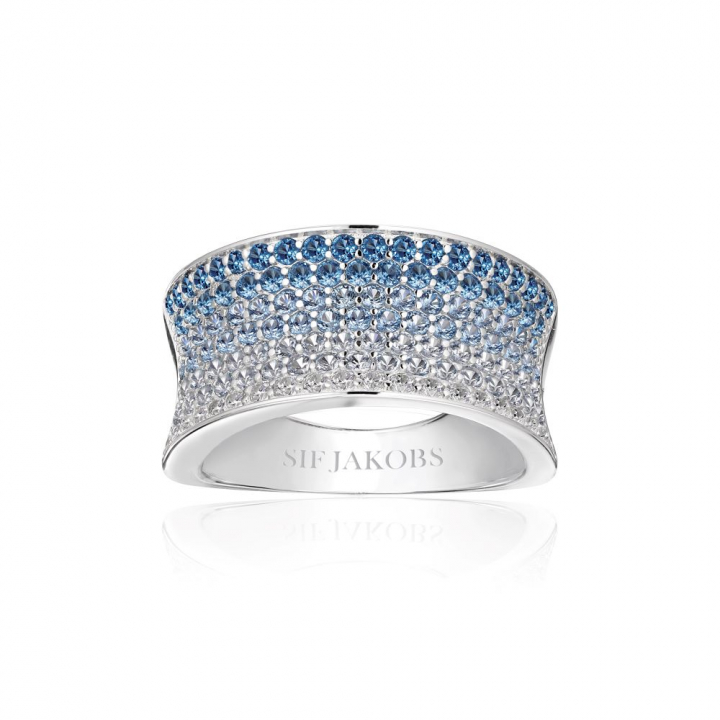 Feline Concavo - med zirkoner i blå och vit gradient Ring i gruppen Ringer / Sølvringer hos SCANDINAVIAN JEWELRY DESIGN (SJ-R2393-GBL)