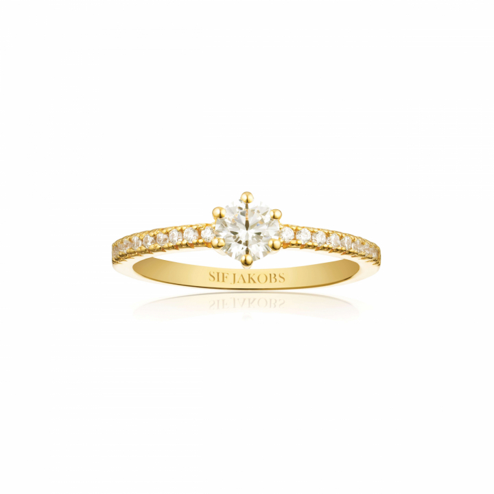 Product Image for Sif Jakobs ELLERA UNO GRANDE Ring Vita Zirkoner Gull 50