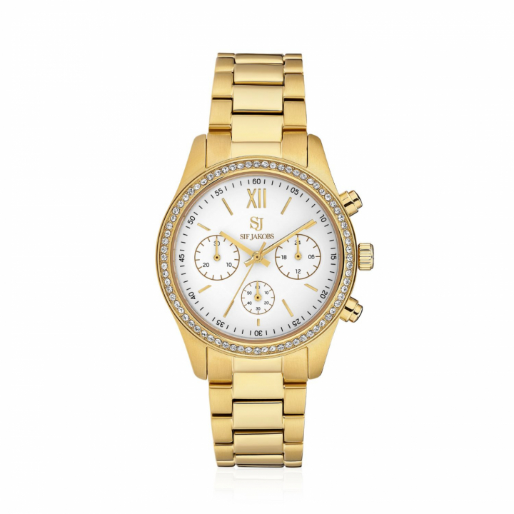 DOMENICA WATCH GOLD i gruppen Tilbehør / Klokker hos SCANDINAVIAN JEWELRY DESIGN (SJ-W2409-CZ-YG)