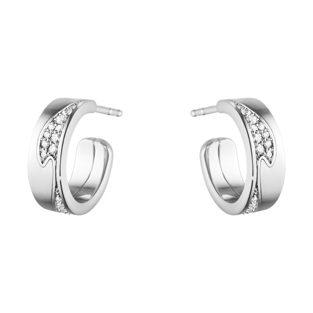 FUSION SMALL Øreringer Hvitt gull PAVÉ 0.18 CT