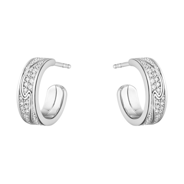 FUSION SMALL Øreringer Hvitt gull FULL PAVÉ 0.33 CT
