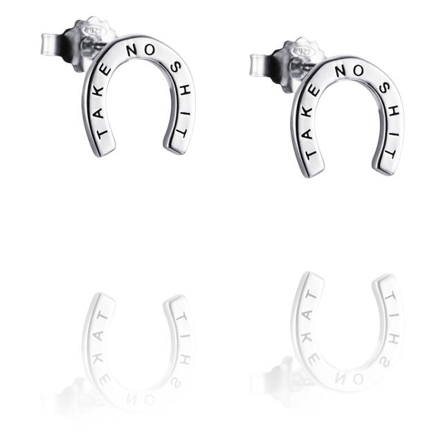 Take No Shit Øreringer Sølv