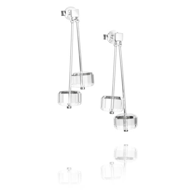 Crystal Disc Øreringer Sølv