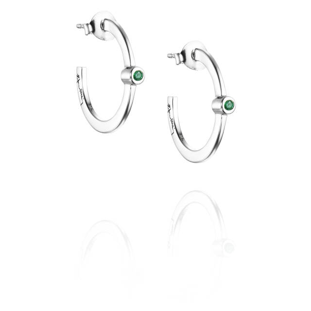 Micro Blink Hoops - Green Emerald Øreringer Sølv