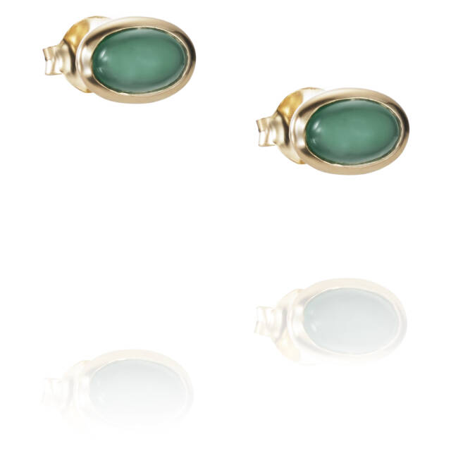 Love Bead - Green Agate Øreringer Gull