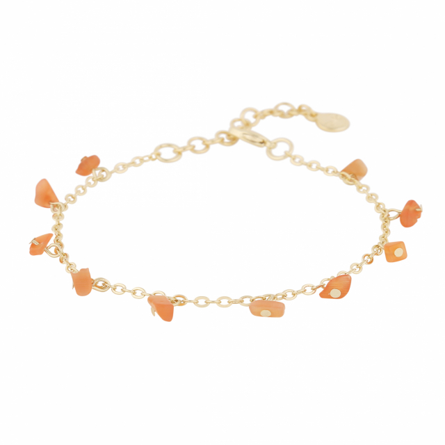 Capri stone charm brace gold orange