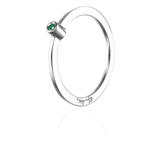 Micro Blink - Green Emerald Ring Sølv