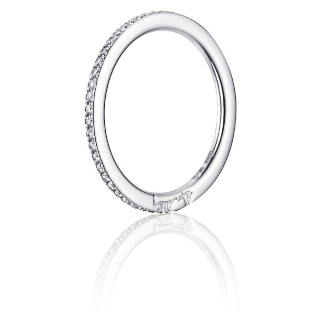 Love Bead & Stars Band Ring Hvitt gull