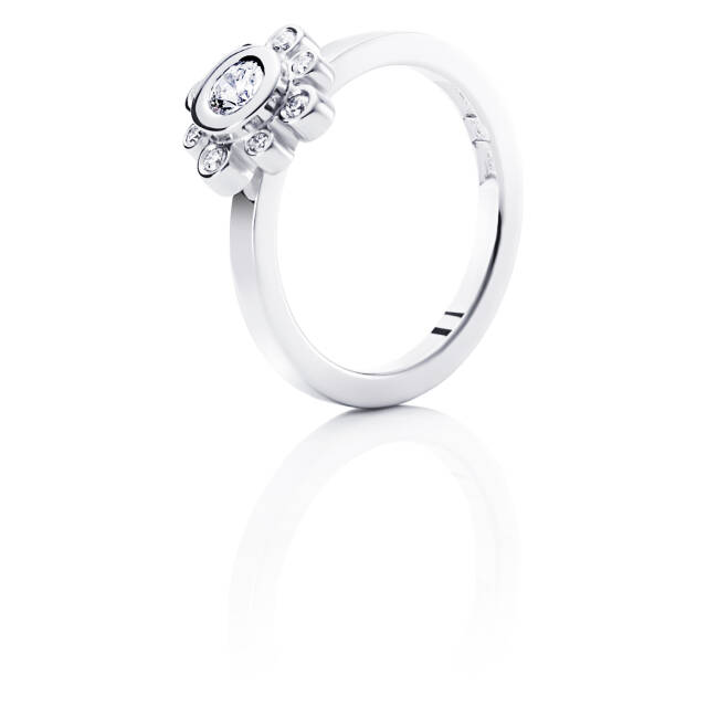 Sweet Hearts Crown 0.19 ct diamant Ring Hvitt gull