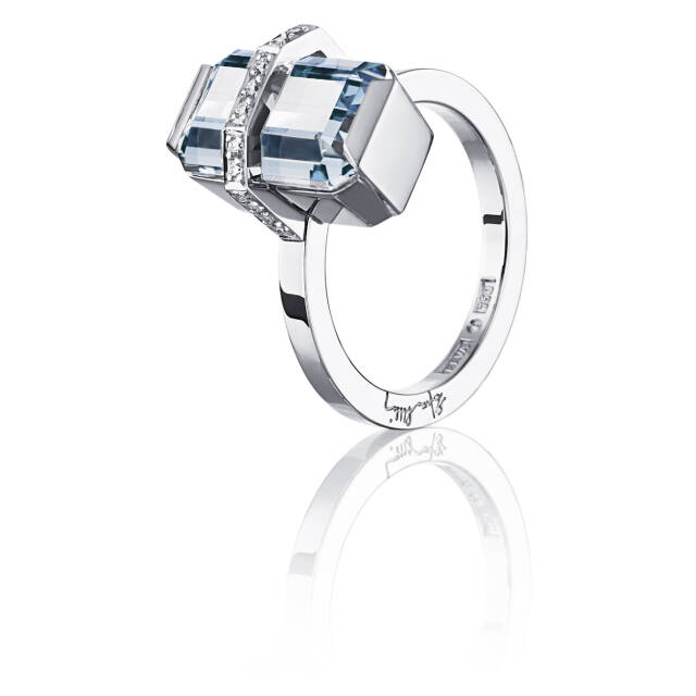 Little Bend Over - Aquamarine Ring Hvitt gull
