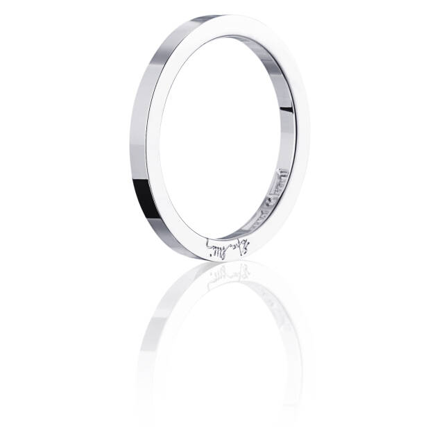 Plain & Signature Thin Ring Hvitt gull