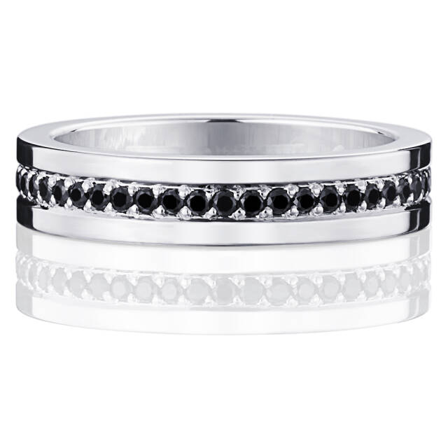 4½ & Black Stars Ring Hvitt gull