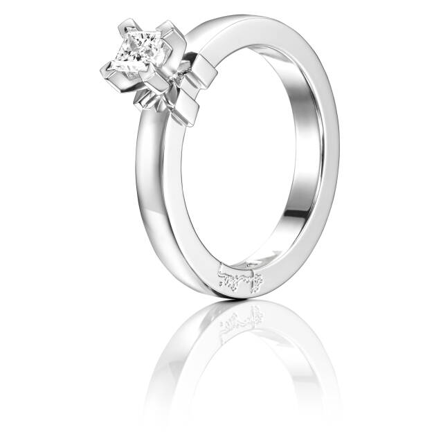 Dolce Hvite Princess 0.30 ct diamant Ring Hvitt gull
