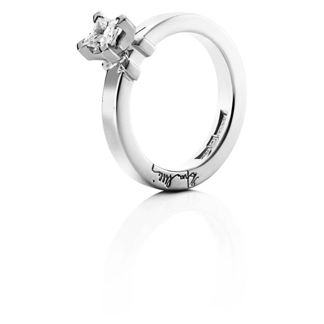 Dolce Hvite Princess 0.40 ct diamant Ring Hvitt gull