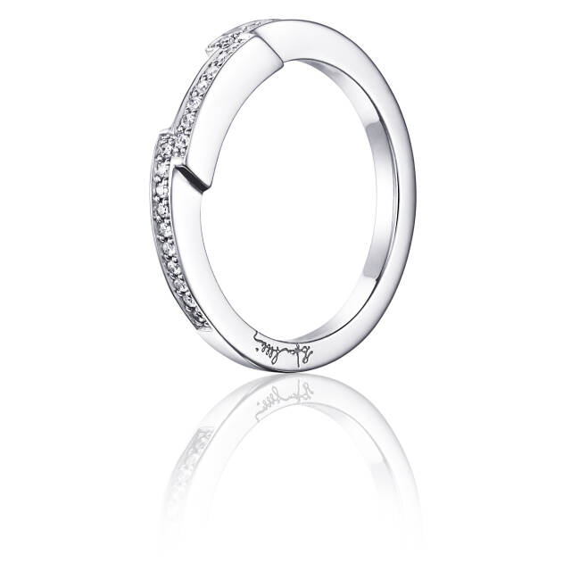 Deco Thin Ring Hvitt gull