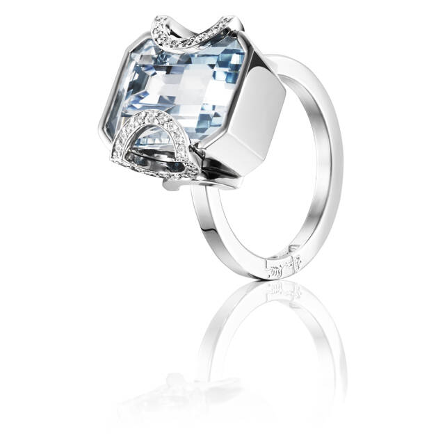 Little Magic Star - Aquamarine Ring Hvitt gull