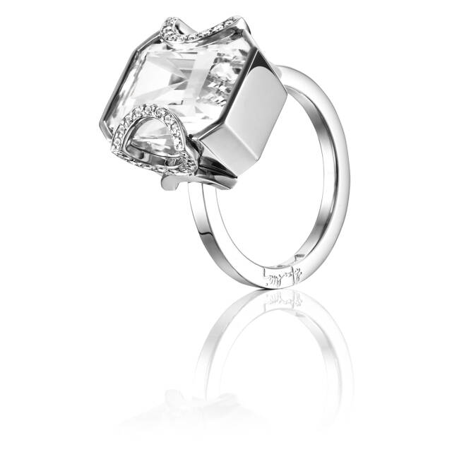 Little Magic Star - Crystal Quartz Ring Hvitt gull