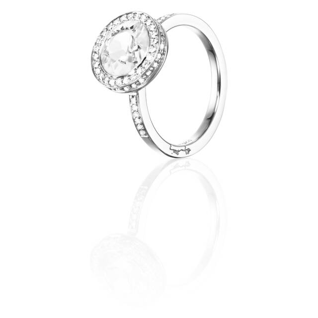 Halo - Crystal Quartz Ring Hvitt gull