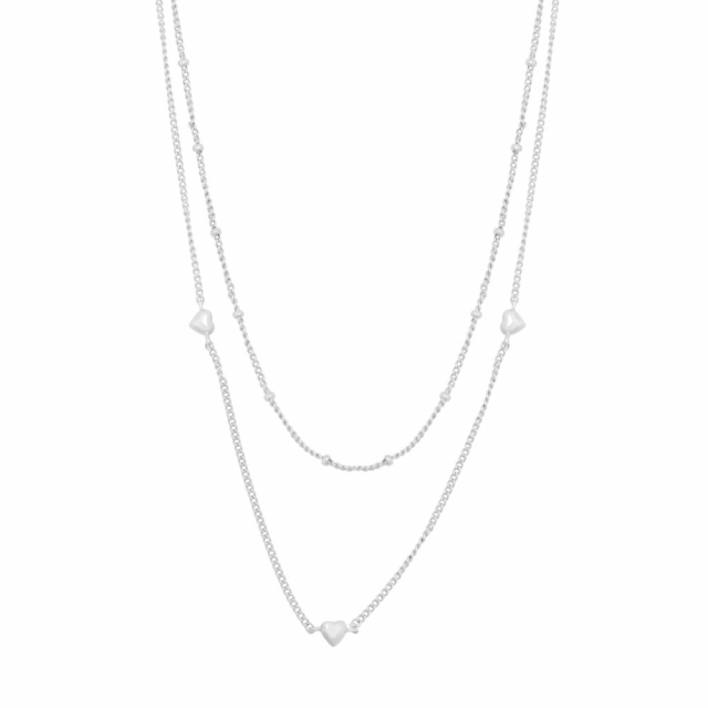 Lovely double chain neck 40 plain silver - 40 cm