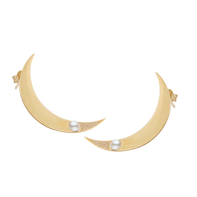 One moon Øreringer Gull pair