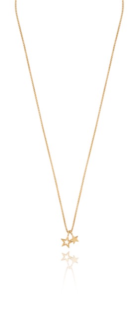 Double star pendant Halskjede Gull 42-47 cm