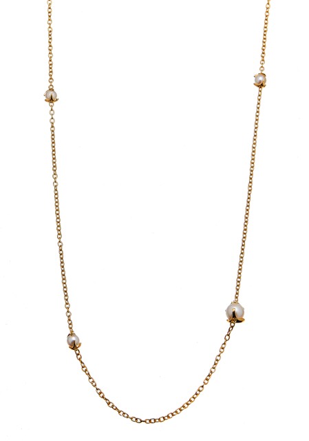 Pearl long chain Halskjede Gull 90+5 cm
