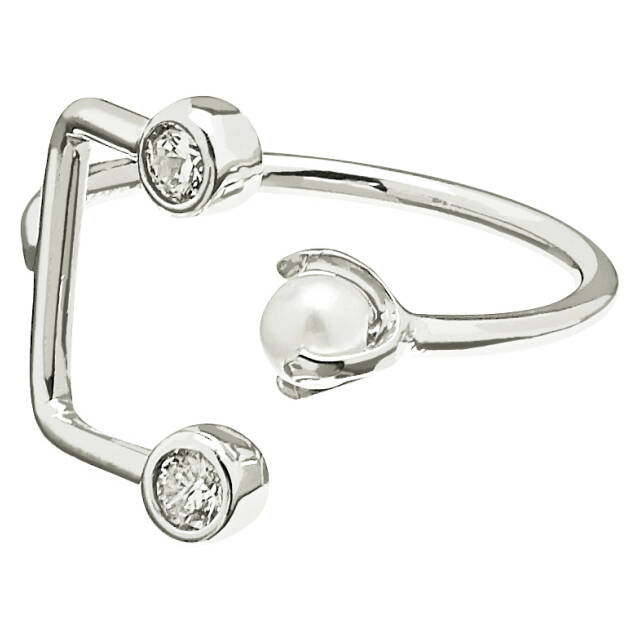 Pearl/Brilliant double ring Sølv