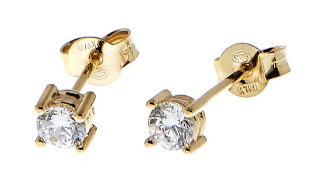 Two square stone stud Øreringer - Gull