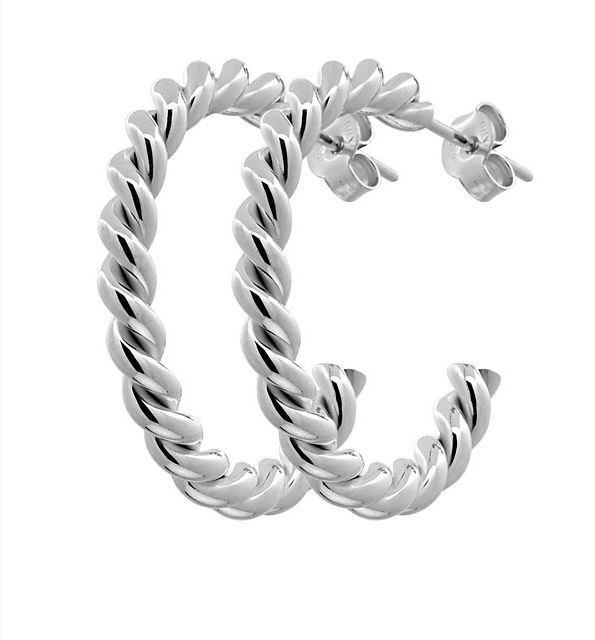 Two twinned Hoop Øreringer - Sølv