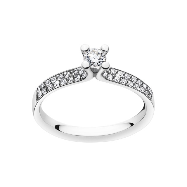 MAGIC SOLITAIRE Ring Diamant PAVÉ 0.33 ct Hvitt gull