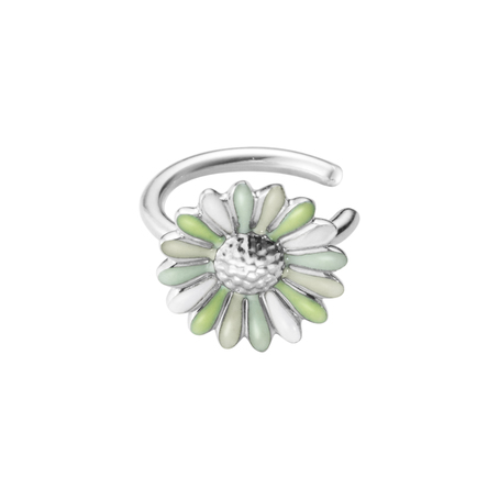 DAISY SMALL EAR CUFF (Sølv) GREEN ENAMEL