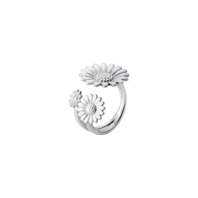 DAISY FLOWER RING Sølv WHITE ENAMEL