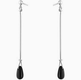 VIVIANNA TORUN Long Earrings Silver Black agade