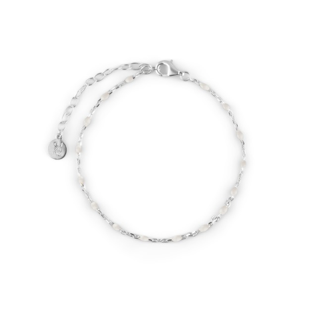 Letters beaded brace Armbånd white Sølv