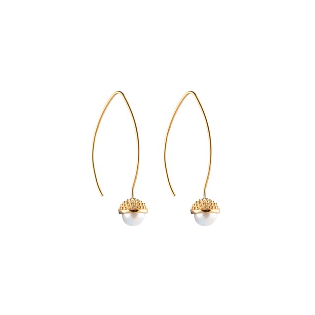Pearl bubble long Øreringer Gull