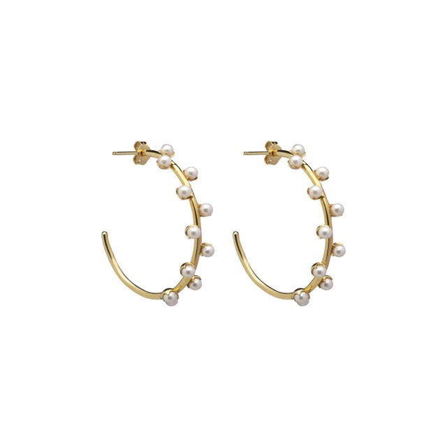 Pearl hoop Øreringer Gull