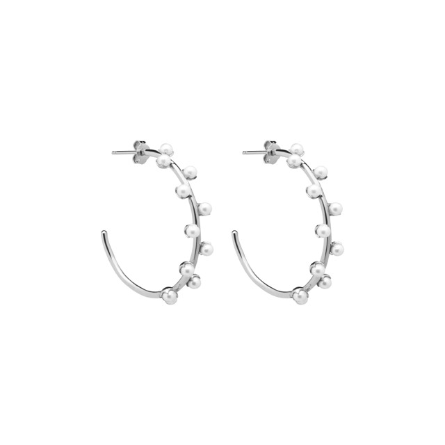 Pearl hoop Øreringer Sølv