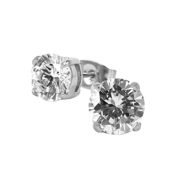 IDA 7 mm Øredobber Stål/Kristal