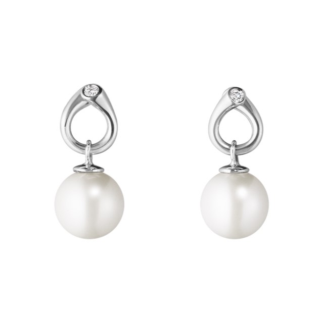 MAGIC Øreringer Hvitt gull PEARL Diamant 0.04 CT