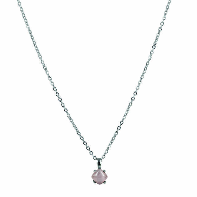 VICTORIA Long Halskjede Stål/Rosa