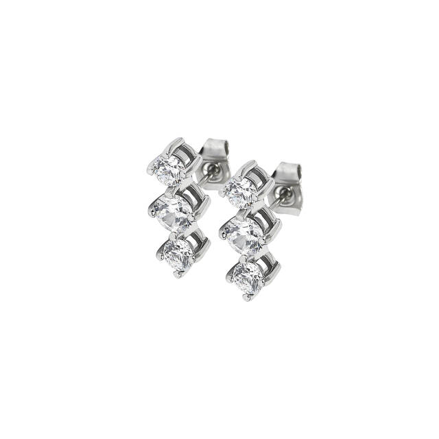 IDA Tripple Øredobber Stål/Krystall