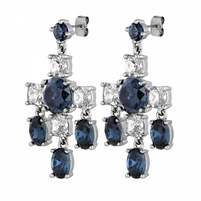 LEONORA Sølv ROYAL BLUE / CRYSTAL Øreringer