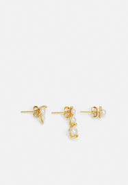 Shibuya Stud Earrings Set Goldplated Silver