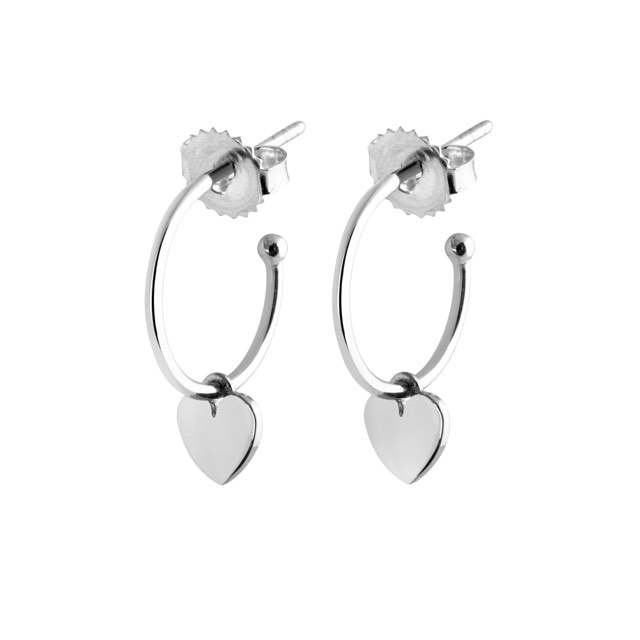 Mini Hoops Øreringer Heart (Sølv)