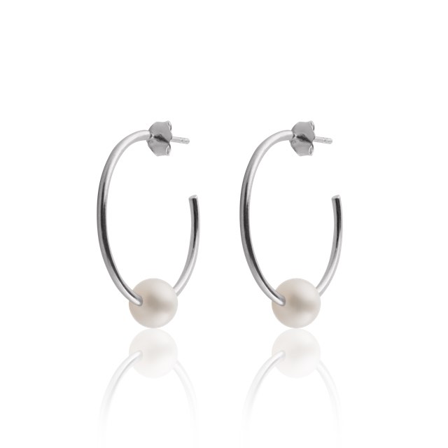 Pearl Hoops Øreringer (Sølv)