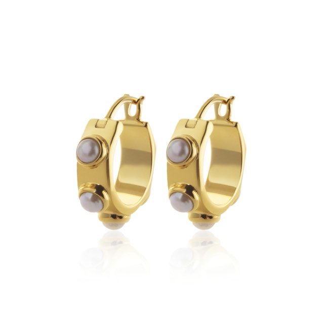 Funky Pearl Mini Hoops Øreringer (Gull)