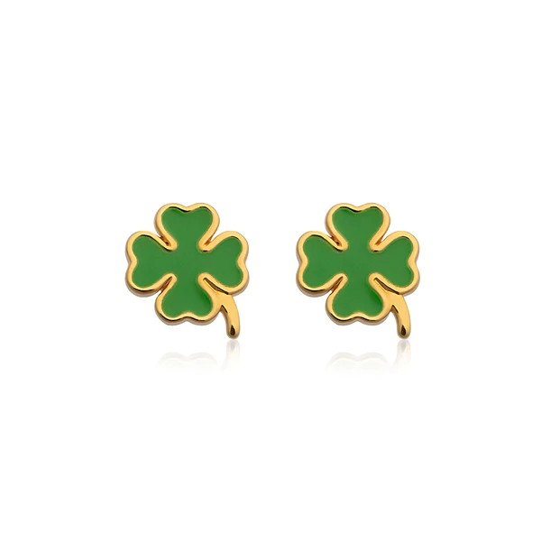 Enamel clover studs Gull