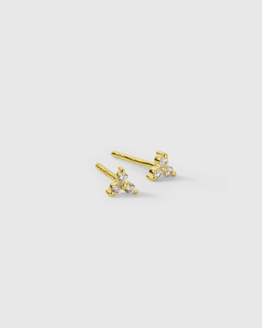 Celestia Triple Stone Studs Earrings Gold