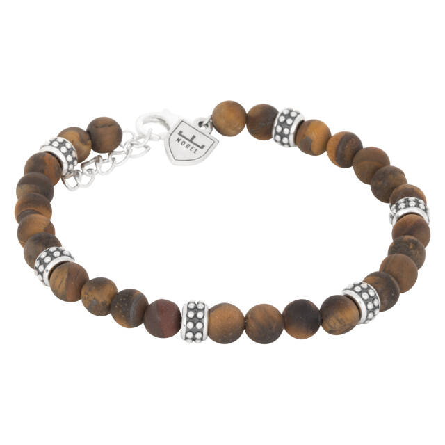 Sølv/beadsArmbånd Tigeröga. 19,5+3cm